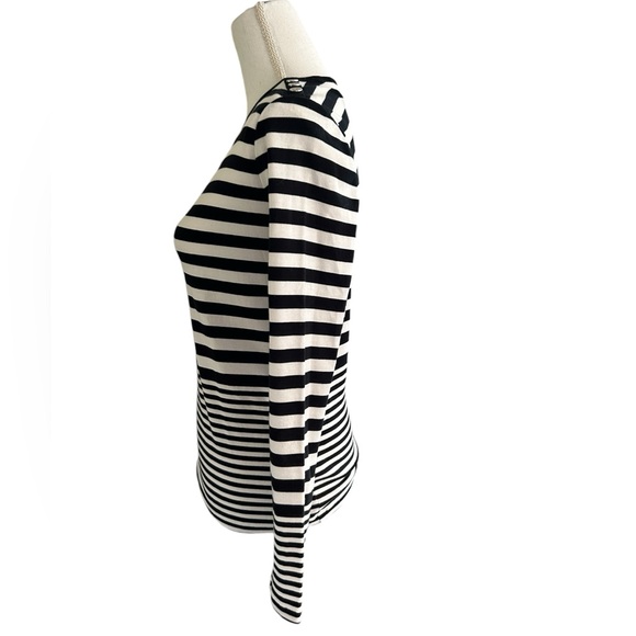 Lauren Ralph Lauren black & white striped long tee,cotton, size medium, … - Picture 3 of 11